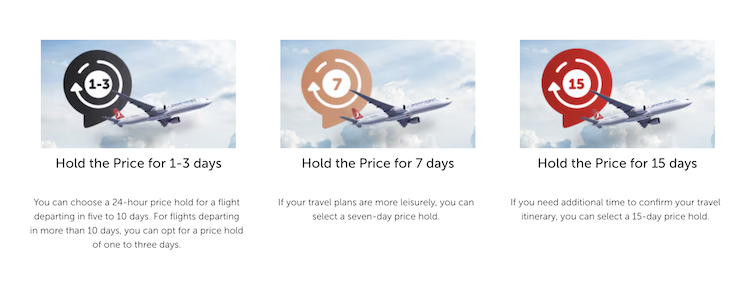 Hold options for Turkish Airlines flight purchases